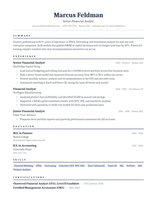 Professional ATS resume template with navy section dividers